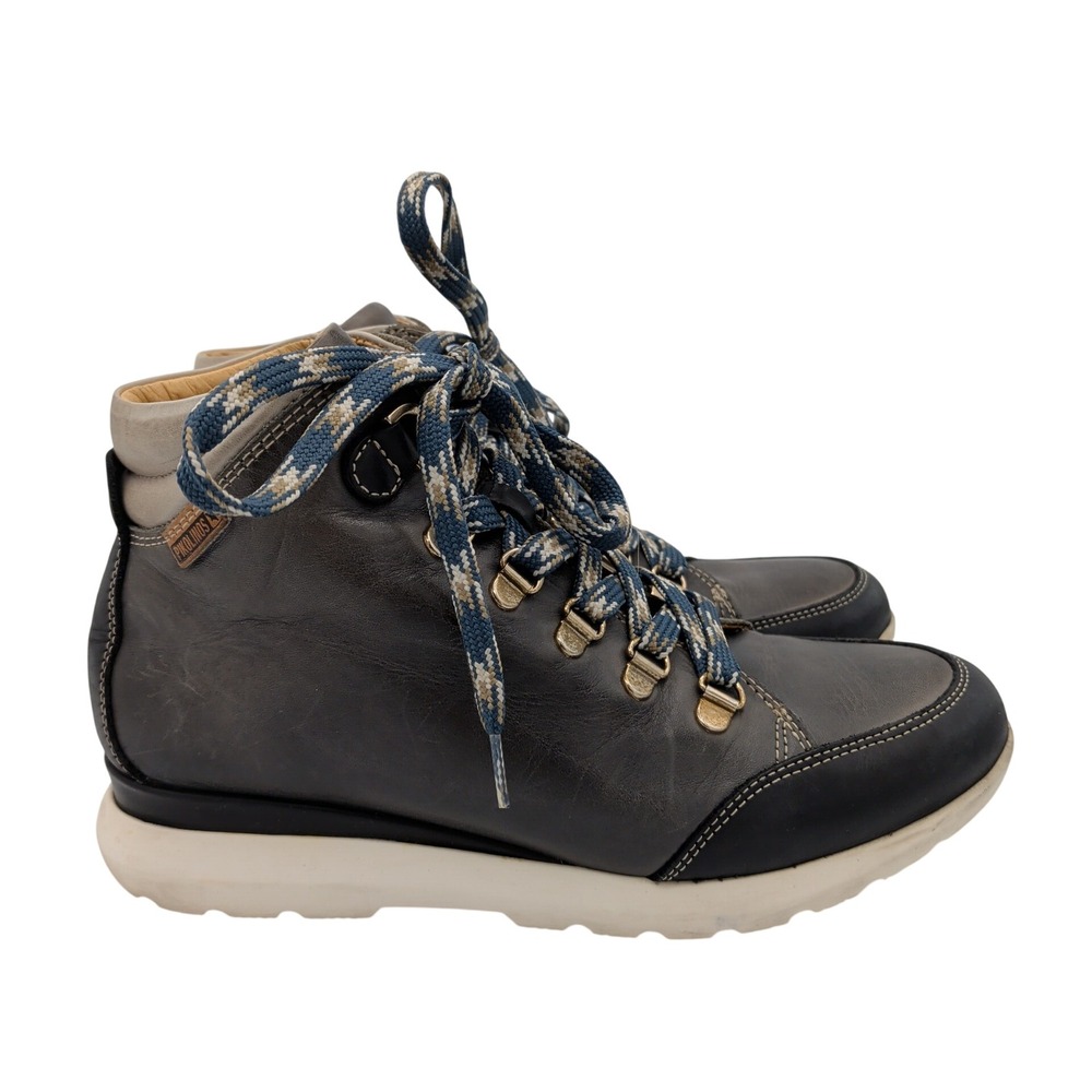 Pikolinos Vigo Womens Leather Ankle Boots Grey Blue Spain Size 37 6.5-7 Casual